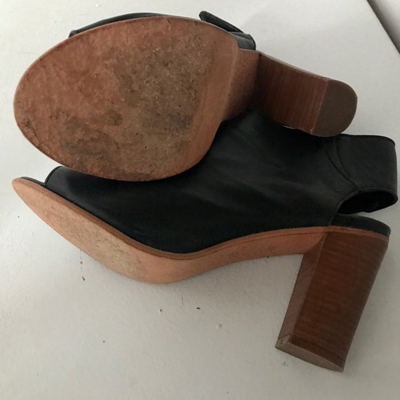 Steven Black Leather Open Toe Heels - Picture 4 of 8